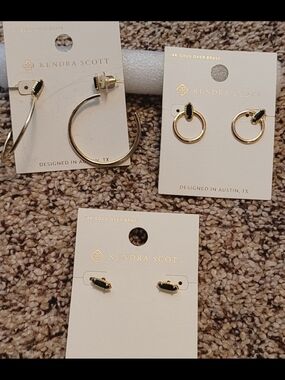 Kendra Scott Gold Earring Set with Black Stones